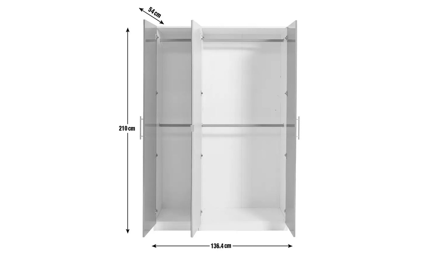 Habitat Munich 3 Door Mirror Wardrobe - White